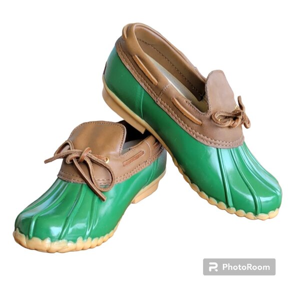 Sporto Original Women's Duck Shoes Sz6M Aroostic Green Duck Charms Rain Bootie - Picture 1 of 10